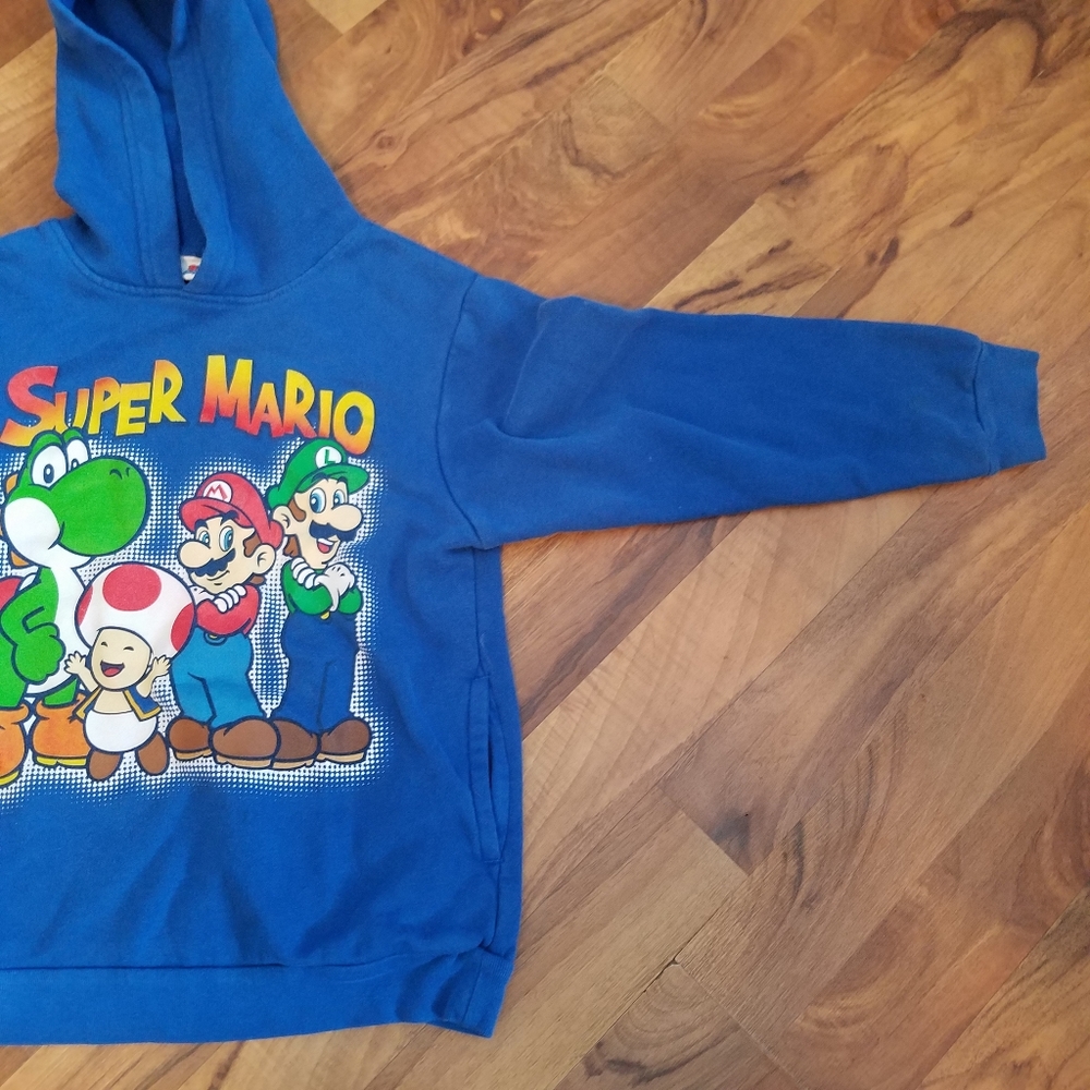 Super Mario Brothers Pullover Hoodie size Small 6-7 Child Sweatshirt Blue Bin6 - Picture 9 of 13